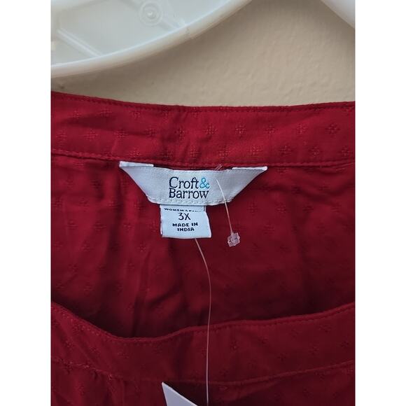 NWT Croft & Barrow Red Smocked-Waist Long Sleeves Maxi Dress Womans Plus Size 3X - Picture 7 of 8